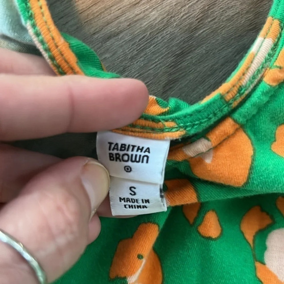 Tabitha Brown Target Dress Size S Green Orange Sleeveless Animal Print Midi - Picture 4 of 7